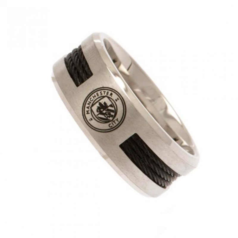 123098 Manchester City FC Black Inlay Ring