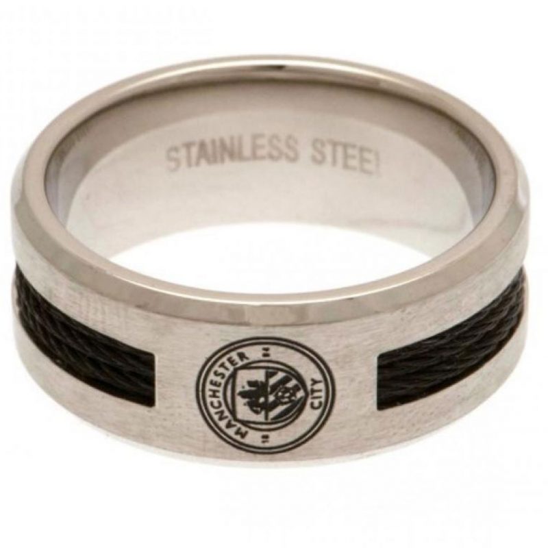 123098 Manchester City FC Black Inlay Ring
