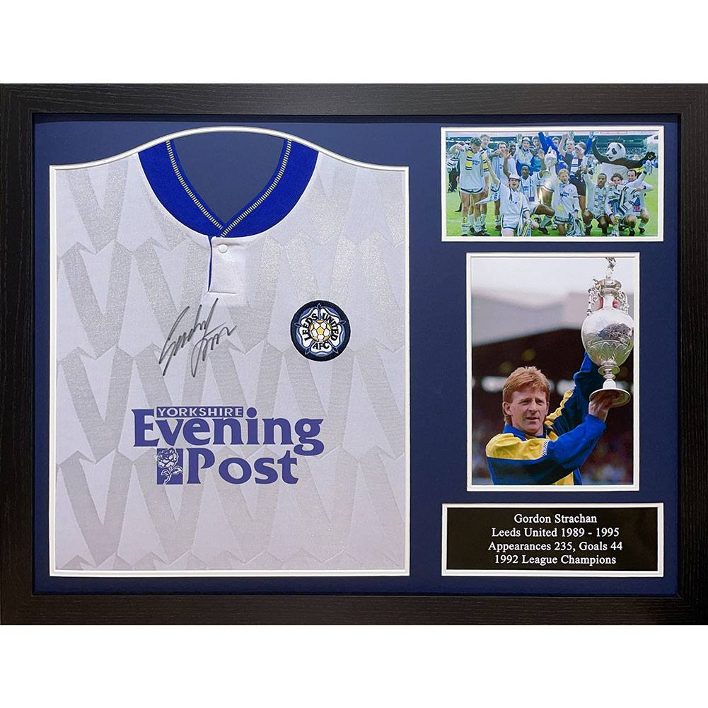 TM-01628-Leeds-United-FC-19992-Strachan-Signed-Shirt-Framed
