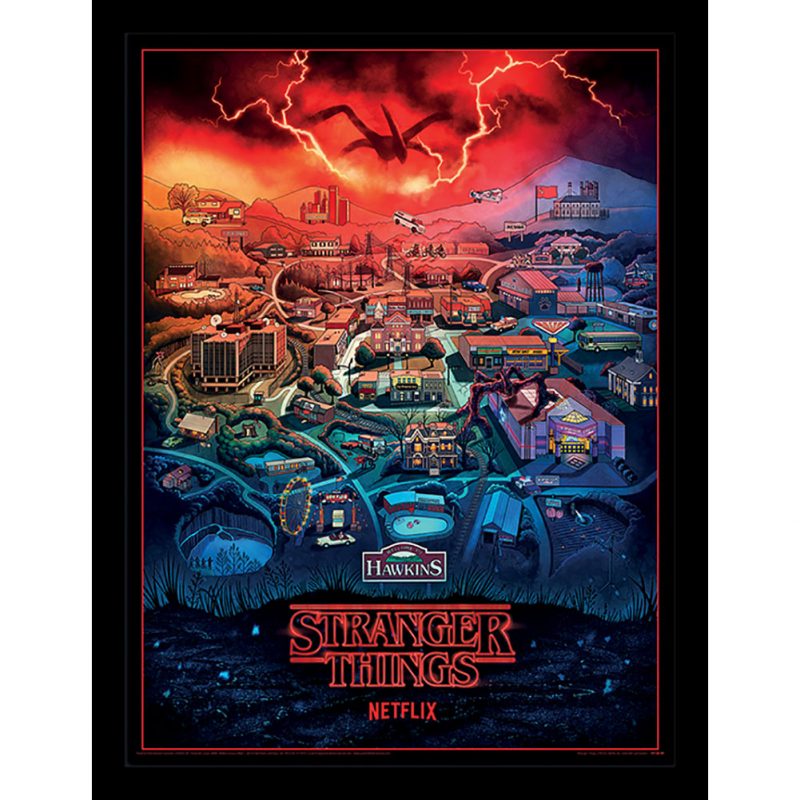 TM 01083 Stranger Things Framed Picture 16x12 Hawkins