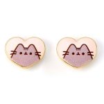 TM 04742 Pusheen Gold Plated Heart Earrings