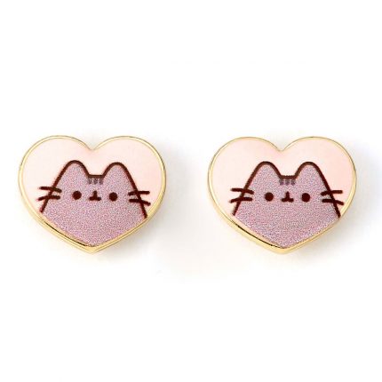 TM 04742 Pusheen Gold Plated Heart Earrings