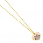 TM 04746 Pusheen Gold Plated Heart Necklace
