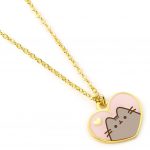 TM 04746 Pusheen Gold Plated Heart Necklace