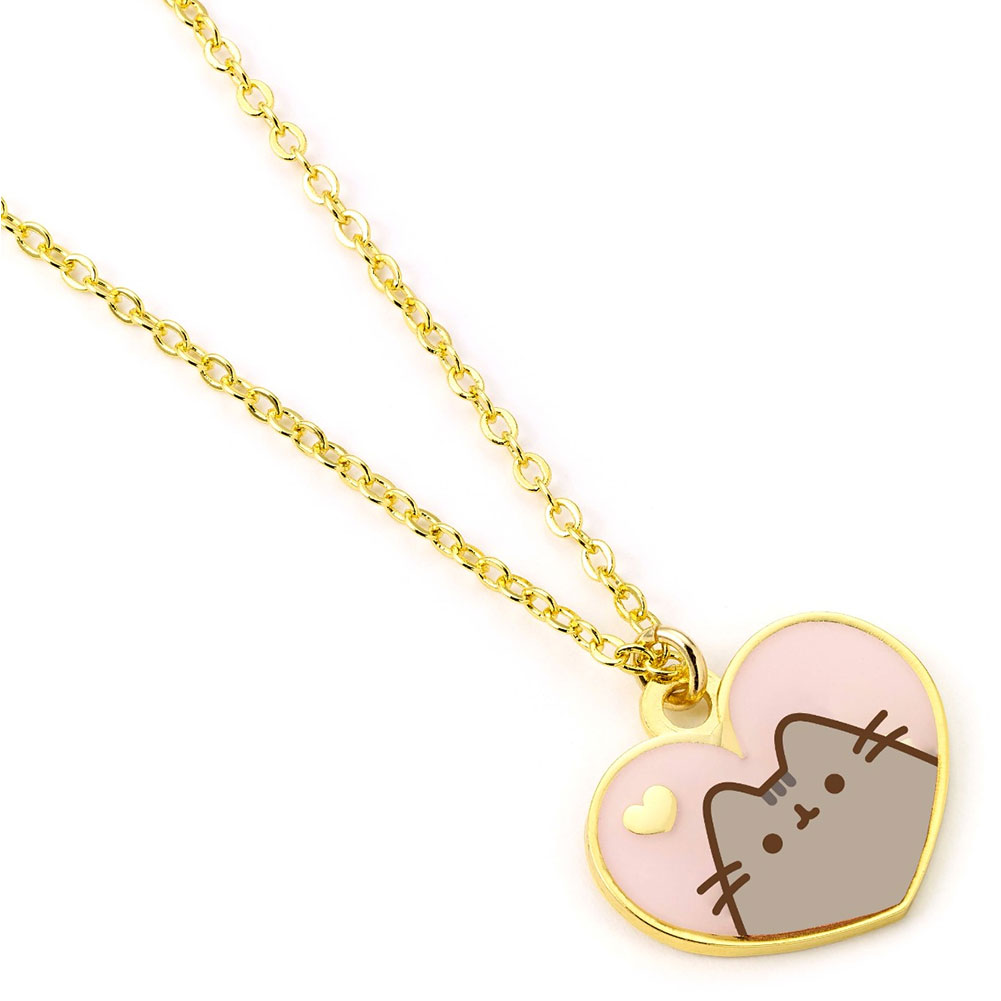 TM-04746-Pusheen-Gold-Plated-Heart-Necklace TM 04746 Pusheen Gold Plated Heart Necklace